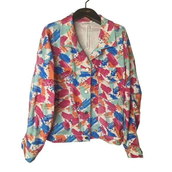 Boutique Emily Wonder sz L multicolor corduroy shacket - Picture 1 of 10